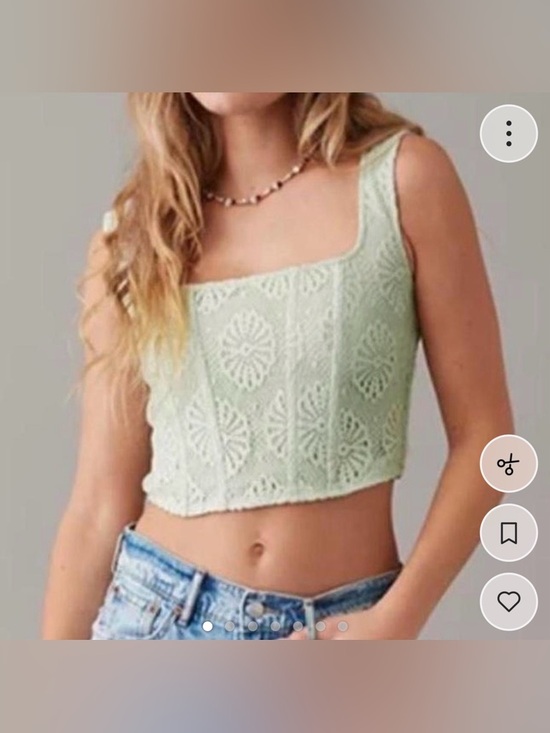American Eagle Outfitters Tops - American Eagle Woman’s Light Green Lace Corset Cropped Tank Top, Size XL, NWOT